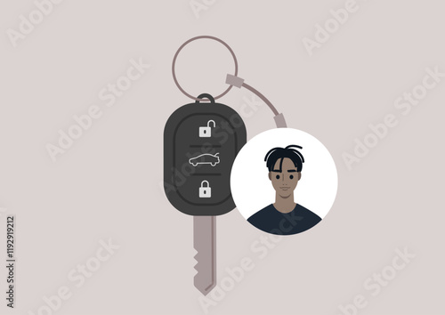 Creative display of personal car keys showcasing user avatar, emphasizing individuality and innovation in automotive accessories