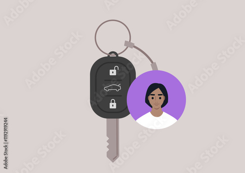 Creative display of personal car keys showcasing user avatar, emphasizing individuality and innovation in automotive accessories