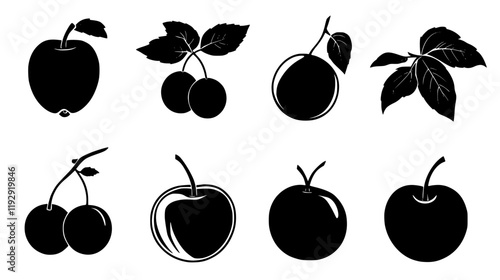 Collection of Plum vector icons, Plum vector art pattern