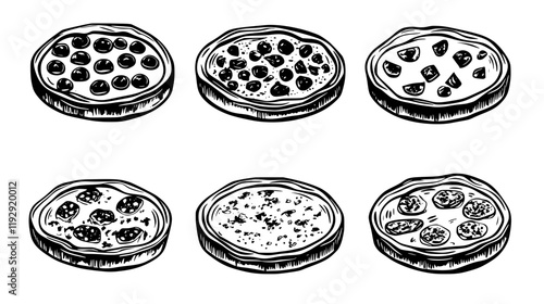 Collection of Quiche Lorraine icons, Quiche Lorraine illustration art, seamless pattern