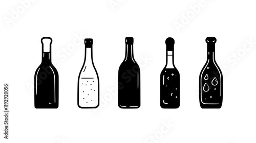 Collection of Red wine vinegar icons, Red wine vinegar illustration art, seamless pattern