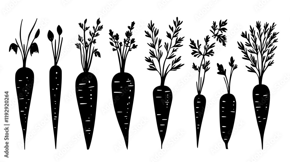 Collection of Roasted carrots digital art, Roasted carrots vector graphic, repetitive pattern Collection of Roasted carrots digital art, Roasted carrots vector graphic, repetitive pattern