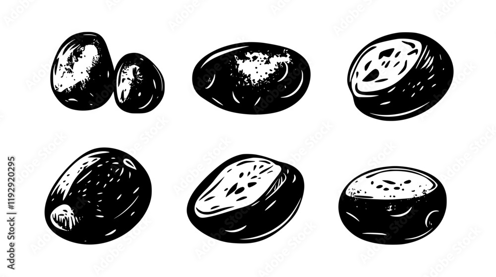 Collection of Roasted potatoes vector icons, Roasted potatoes vector art pattern Collection of Roasted potatoes vector icons, Roasted potatoes vector art pattern