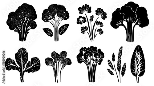 Collection of Roasted cauliflower icons, Roasted cauliflower illustration art, seamless pattern