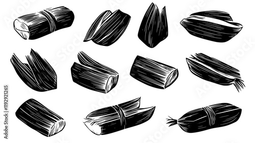 Collection of Tamales icons, Tamales illustration art, seamless pattern