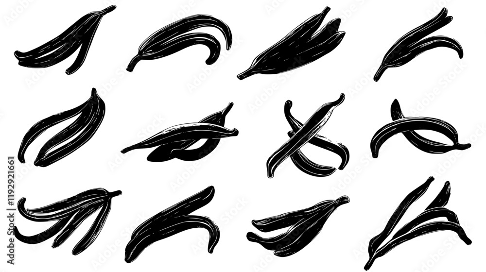 Collection of Vanilla Bean vector icons, Vanilla Bean vector art pattern Collection of Vanilla Bean vector icons, Vanilla Bean vector art pattern