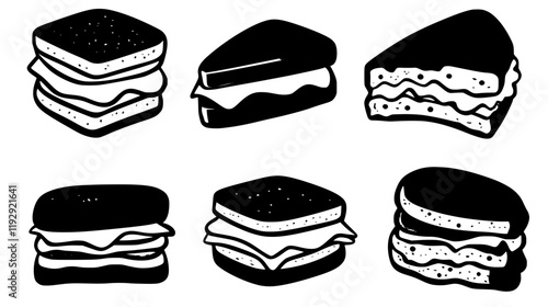 Collection of Turkey and cheese sandwich digital art, Turkey and cheese sandwich vector graphic, repetitive pattern