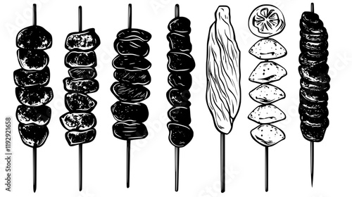 Collection of Turkish Kebab digital art, Turkish Kebab vector graphic, repetitive pattern