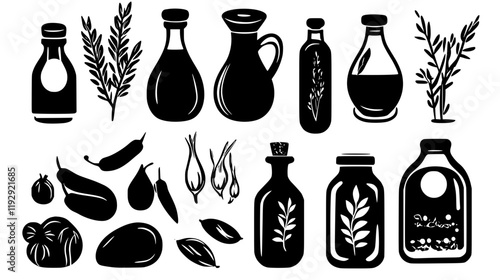 Collection of Vegetable oil vector icons, Vegetable oil vector art pattern