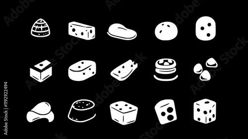 Collection of Asiago icons, Asiago illustration art, seamless pattern