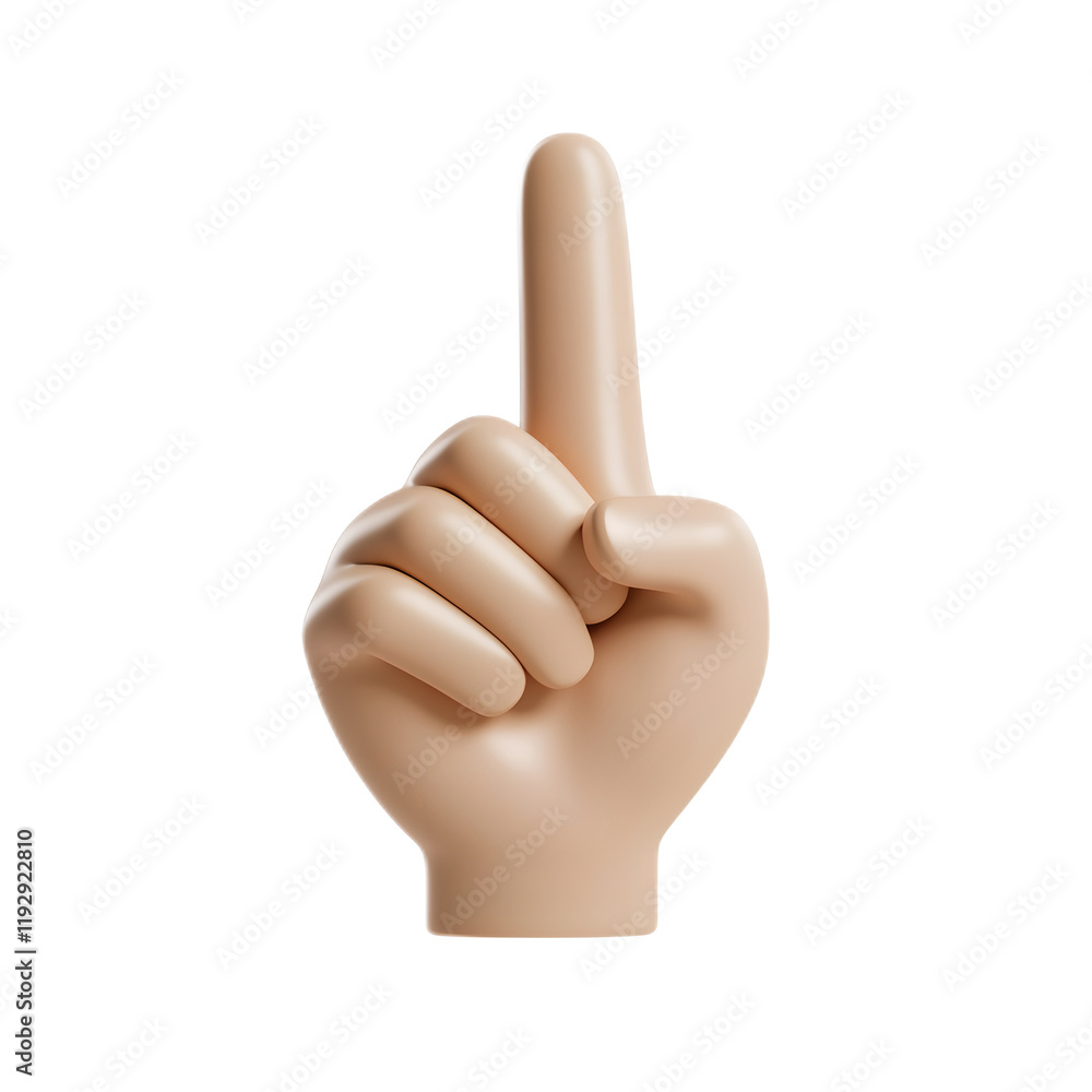 Minimalist 3D Hand Gesture with Raised Index Finger for Digital Concept or Idea