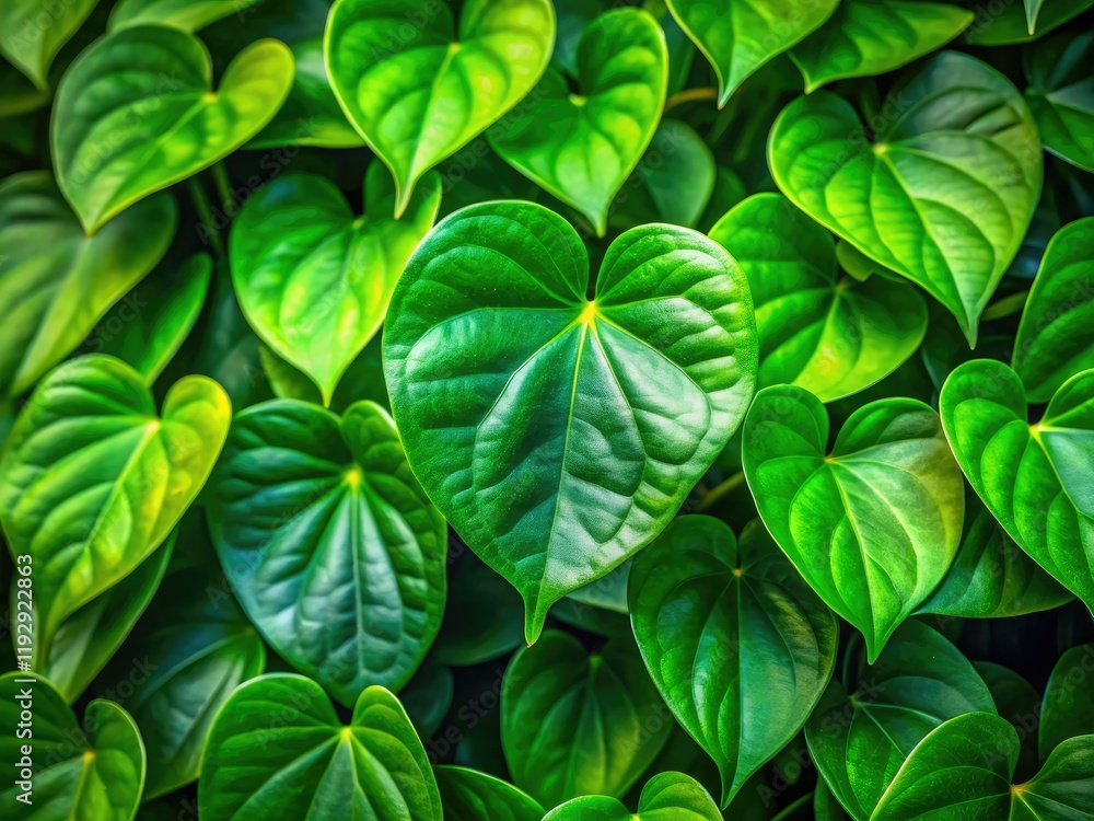 Heart-shaped leaves unfurl in lush green panorama, vibrant and healthy foliage fills the botanical garden. Heart-shaped leaves unfurl in lush green panorama, vibrant and healthy foliage fills the botanical garden.