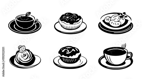 Collection of Biscuits and gravy vector icons, Biscuits and gravy vector art pattern
