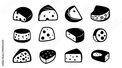 Collection of Cheese vector icons, Cheese vector art pattern