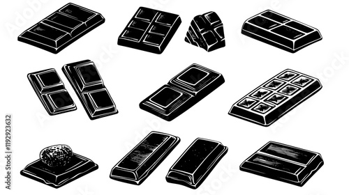 Collection of Chocolate bar icons, Chocolate bar illustration art, seamless pattern