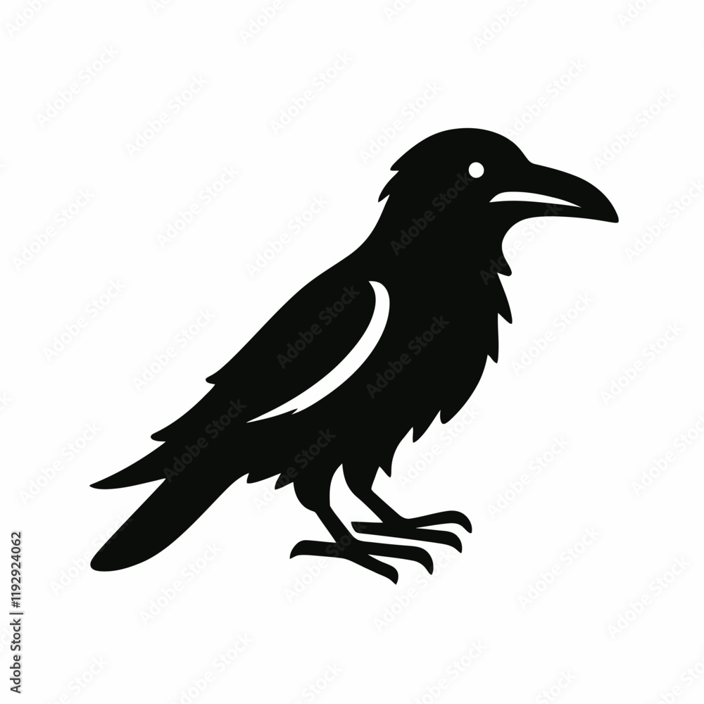 Obraz premium very simple flat and minimalist Raven silhouette in black on a white background
