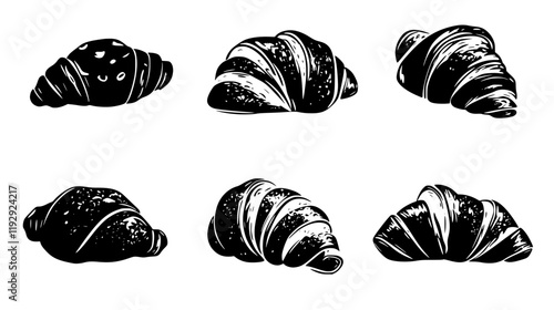 Collection of Croissants vector icons, Croissants vector art pattern