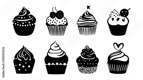 Collection of Cupcake digital art, Cupcake vector graphic, repetitive pattern