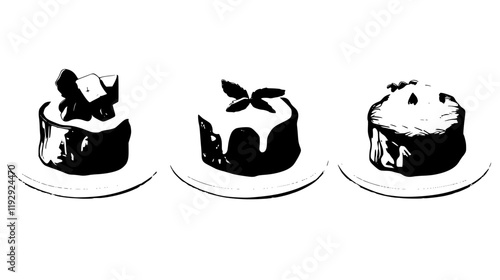 Collection of Filet Mignon with Bearnaise Sauce icons, Filet Mignon with Bearnaise Sauce illustration art, seamless pattern