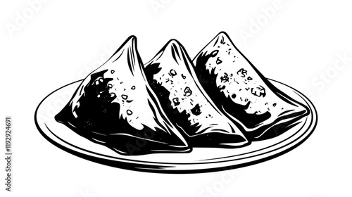 Collection of Fried samosas digital art, Fried samosas vector graphic, repetitive pattern