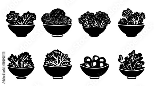 Collection of Kale Salad vector icons, Kale Salad vector art pattern