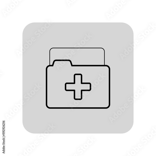 File folder with cross symbol line icon. Medical documents, records, history case outline sign. Medicine, healthcare, paperwork concept. Vector illustration, symbol element for web design and apps