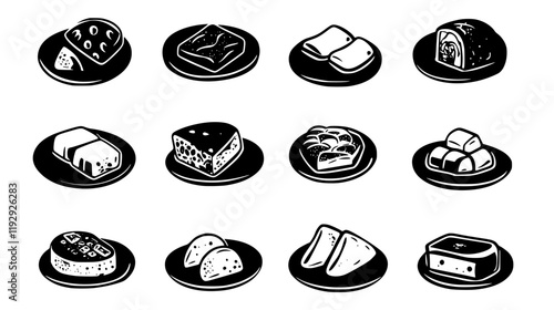 Collection of Paneer vector icons, Paneer vector art pattern