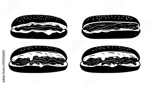 Collection of Philly Cheesesteak digital art, Philly Cheesesteak vector graphic, repetitive pattern