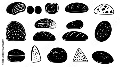 Collection of Pita bread vector icons, Pita bread vector art pattern