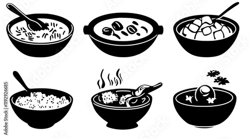 Collection of Polenta icons, Polenta illustration art, seamless pattern
