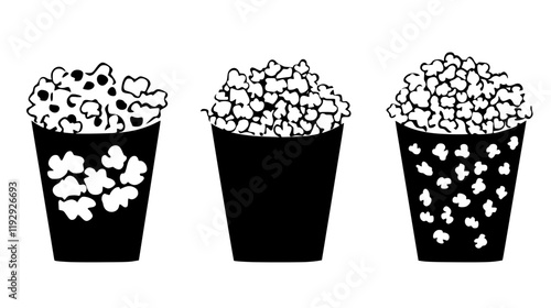 Collection of Popcorn vector icons, Popcorn vector art pattern