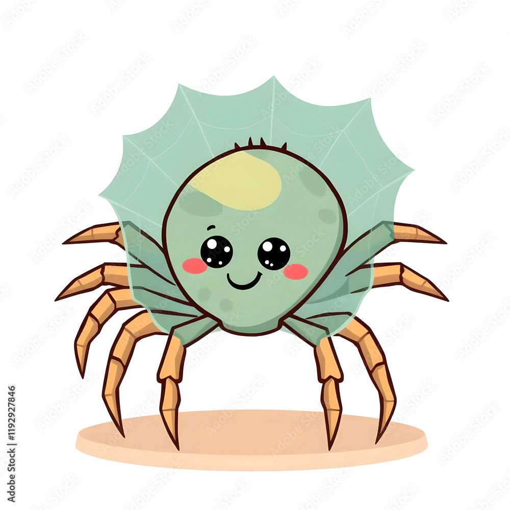 Fototapeta premium cute spider with net cartoon illustration animal