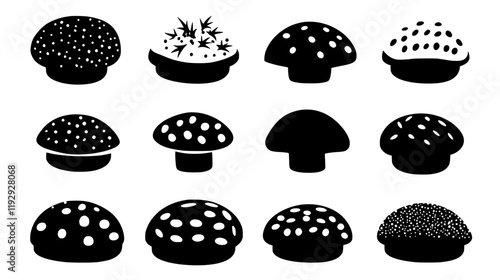 Collection of Stuffed Mushrooms digital art, Stuffed Mushrooms vector graphic, repetitive pattern