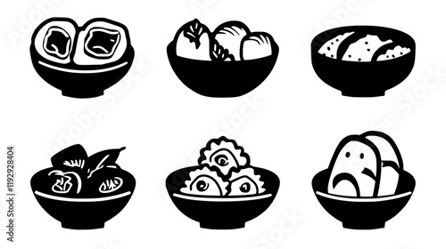 Collection of Tempura Vegetables vector icons, Tempura Vegetables vector art pattern