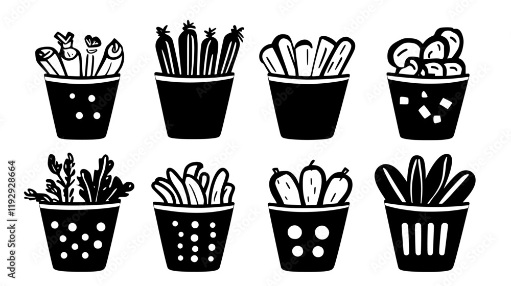 Collection of Veggie Cups with Dip digital art, Veggie Cups with Dip vector graphic, repetitive pattern Collection of Veggie Cups with Dip digital art, Veggie Cups with Dip vector graphic, repetitive pattern