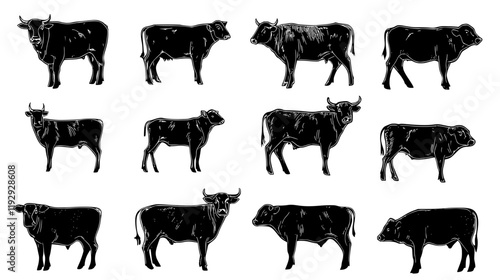 Collection of Veal icons, Veal illustration art, seamless pattern