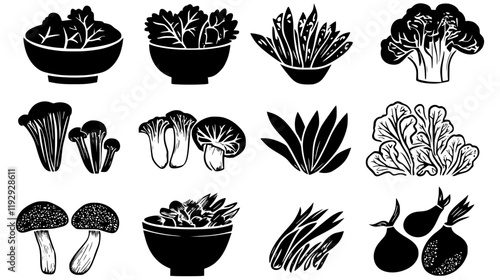 Collection of Vegetable Risotto icons, Vegetable Risotto illustration art, seamless pattern