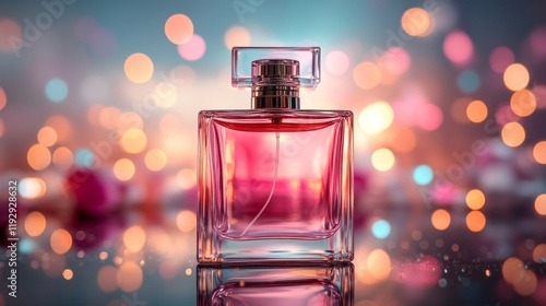 Wallpaper Mural Elegant rectangular glass bottle of pink perfume on bokeh background for fragrance advertising design Torontodigital.ca