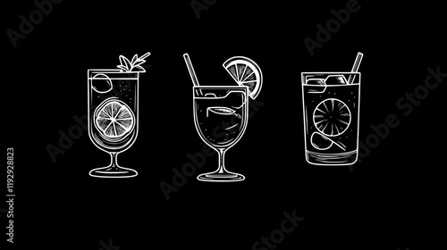Collection of Whiskey sour digital art, Whiskey sour vector graphic, repetitive pattern