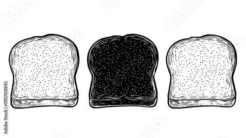 Collection of Whole wheat bread vector icons, Whole wheat bread vector art pattern