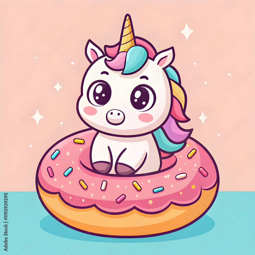 cute unicorn sitting on doughnut cartoon vector icon cute unicorn sitting on doughnut cartoon vector icon
