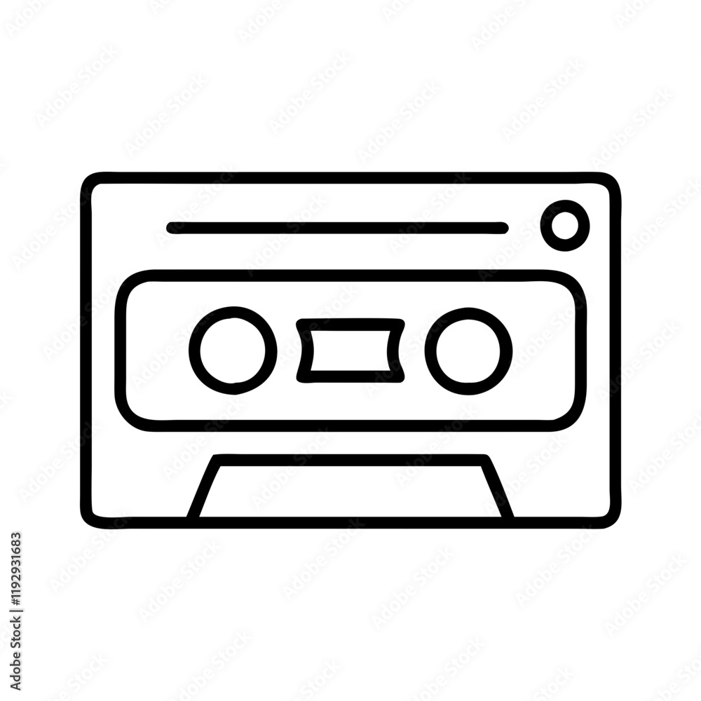 cassette tape icon, cassette tape line art - simple line art of cassette tape, perfect for cassette tape logos and icons and themed design cassette tape icon, cassette tape line art - simple line art of cassette tape, perfect for cassette tape logos and icons and themed design