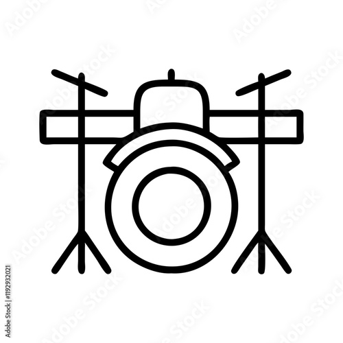 drum set icon, drum set line art - simple line art of drum set, perfect for drum set logos and icons and themed design photo