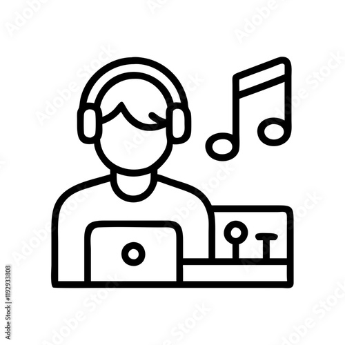 music producer icon, music producer line art - simple line art of music producer, perfect for music producer logos and icons and themed design