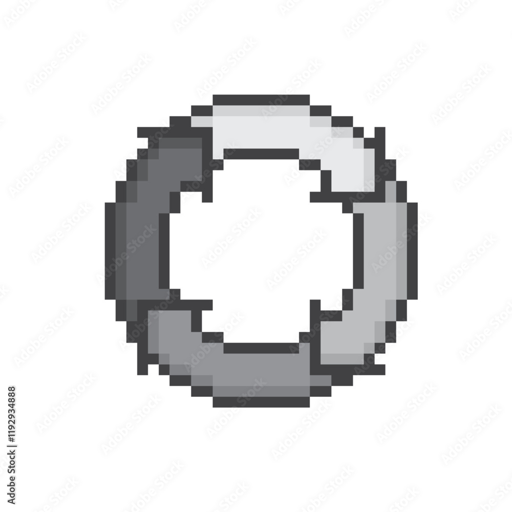 Obraz premium Arrow icon 8 bit, pixel art rotate arrows recycling Recycle symbol icon for game logo 