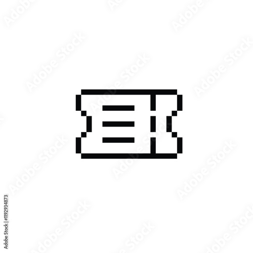 pixel ticket icon. Vector pixel art booking ticket 8 bit for game company logo template 