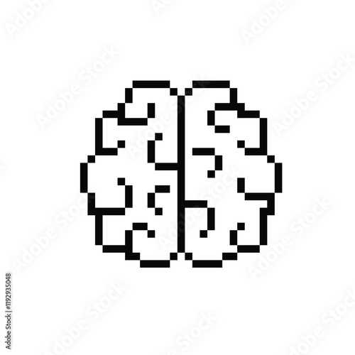 pixel brain icon. Vector pixel art brain 8 bit logo for game