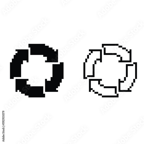  Arrow  icon 8 bit, pixel art rotate arrows  recycling Recycle symbol icon for game  logo 