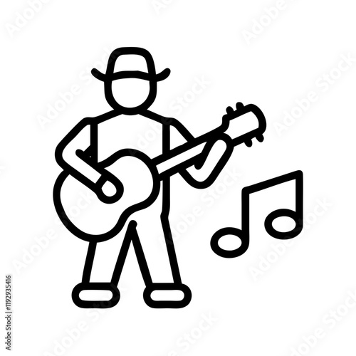 street musician icon, street musician line art - simple line art of street musician, perfect for street musician logos and icons and themed design