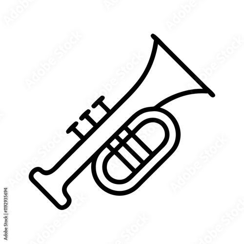 trumpet solo icon, trumpet solo line art - simple line art of trumpet solo, perfect for trumpet solo logos and icons and themed design